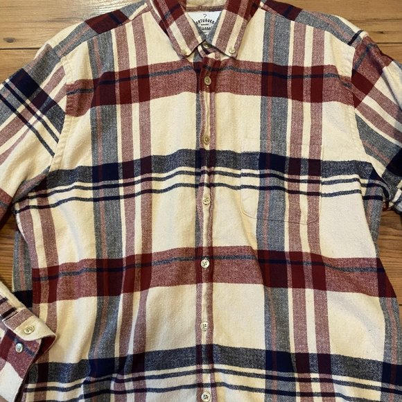 Portuguese Flannel, Beige/Red/Blue, 'Coachella' Check Flannel Button Down, XL - Picture 3 of 10